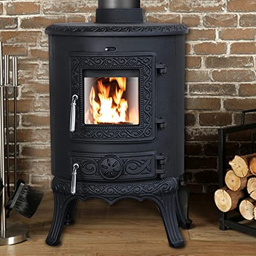 NRG 5KW Wood-Burning Stove Defra Approved Eco Design Stoves Cast Iron Fireplace Black