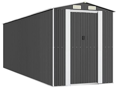vidaXL Garden Shed Outdoor Storage House Garage Tool Organiser Tool Storage Sentry Shed House Anthracite 192x606x223 cm Galvanised Steel