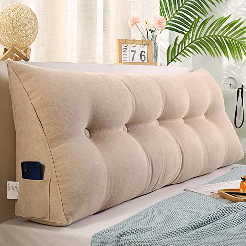 OBTUSS Almohada de apoyo de posicionamiento grande para cama, cabecero de cama, sofá, cojín triangular de cuña para respaldo, almohadas lumbares extragrandes con funda extraíble de terciopelo