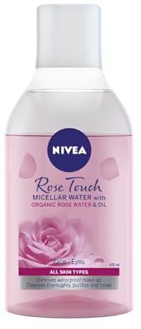 NIVEA Rose Touch Micellar Water 400ML Effectively Removes Waterproof Makeup, Gently Cleanses, Nourishes, and Hydrates the Skin, Restoring Its Natural Balance and Hydration (Pack of 2)