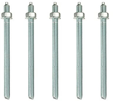 Isolbau Ankerstangen M20 x 300 mm - 5 Stück ETA Zulassung Gewindestange Verbundanker verzinkt mit Mutter & Unterlegscheibe Schwerlast-Anker Schwerlast-dübel
