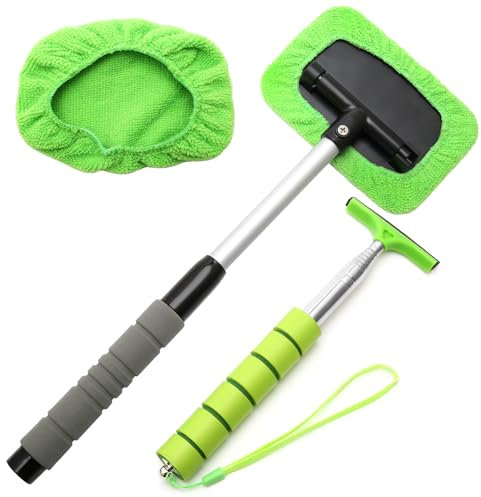 Brosse de Nettoyage pour Pare-brise Intérieur de Voiture et Raclette Telescopique pour Rétroviseurs, Nettoyant pour Pare-Brise, Outil de Nettoyage Intérieur de Voiture pour Maison et Extérieur