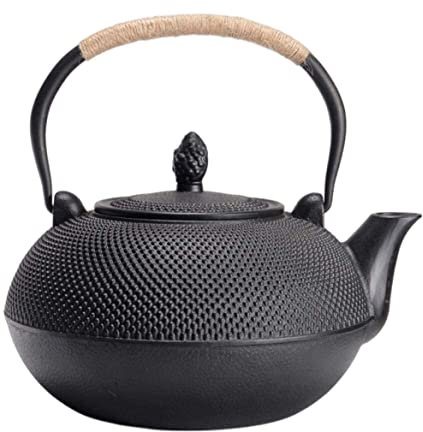 ASHSDI Tetera Marroqui Teteras De Hierro Fundido 101 Oz / 3 litros Gran Capacidad Olla De Hierro Revestimiento De Película De Óxido Té Tetera De Hierro Extra Grande Teteras Tetera Turca