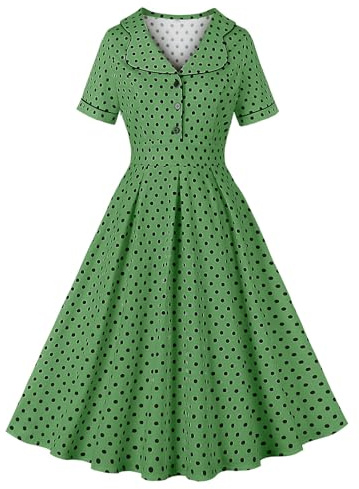 Wellwits Women's 1950s Vintage Blazer Cocktail Dress | Polka Dots,Cocktail Party,Swing,Non-stretchy Fabric,Bright Colors