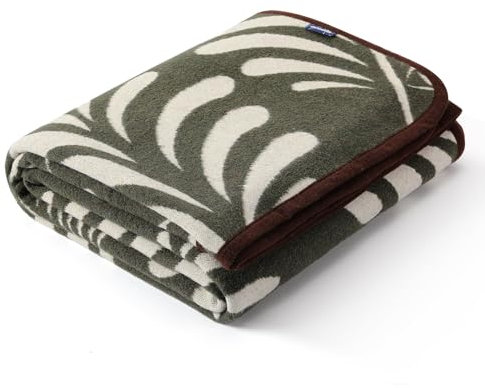 ACUSHLA Merino 58% Wolldecke Decke Kuscheldecke Große Super Soft Sofadecke Wohndecke Tagesdecke Bettüberwurf Warme Gehäkelte Winter Blanket (160x200 cm |Regenwaldgrün)