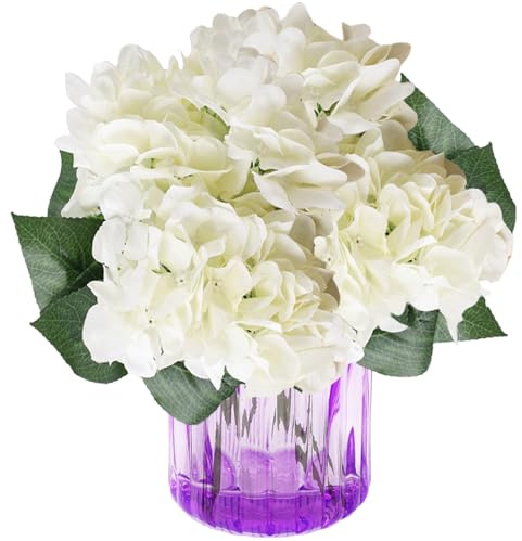 astylishome Grand bouquet de fleurs artificielles blanches d'hortensias pour décoration d'intérieur, bouquets de mariage, salon, centre de table 1111