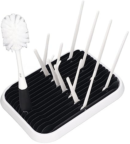 Escurridor de Biberones, Estante para Secar Biberones Plegable de Gran Capacidad, Fácil de Limpiar con Cepillo de Limpieza para Tazas para Niños Pequeños (#1)