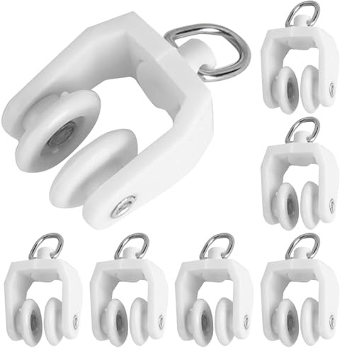 50pcs Curtain Track Rollers Hooks Ceiling Curtain Track Hooks Heavy-Duty Curtain Rail Pulleys Runners Drapery Rail Glid-ers with Hooks for Shower Curtain Window Tracks(Color:White)
