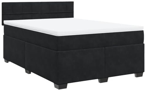 vidaXL Boxspringbett mit Matratze Schwarz 140x200 cm Samt