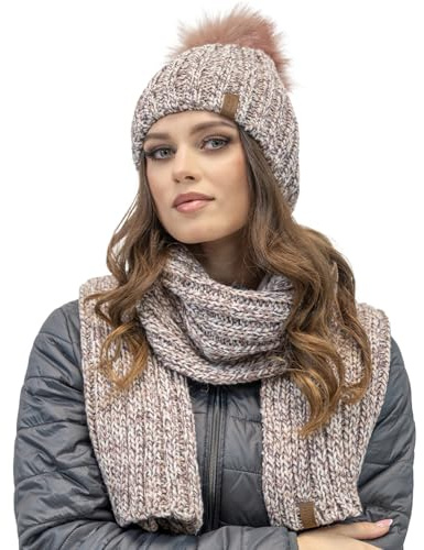 VIVISENCE Winter Bommelmütze Für Damen Herbst Frauen Wintermütze Mit Bommel Antistatischem Innenfutter Perfekte Passform Für Kalte Wintertage Modell 7086