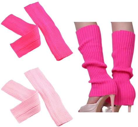 2 Paar Stulpen Pinke Kinder,Ballett Stulpen Mädchen,Damen Beinstulpen,Beinwärmer,Wadenwärmer,Leg Warmers Y2K für 80er 90er Jahre Kostüme zu Motto Partys, Fasching, Karneval oder Tanzen Einheitsgröße
