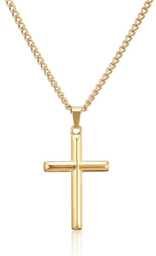 HSWYFCJY kreuz kette herren damen kreuzkette Silber/Schwarz/Gold Halskette mit Kreuz Anhänger Edelstahl Länge 45/50/55 cm Taufkette Christliche Weihnachten schmuck Geschenke für männer