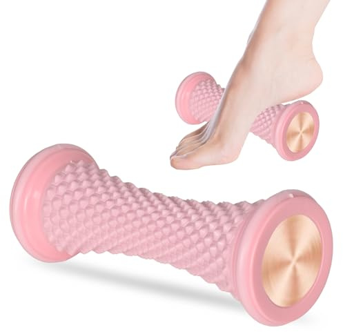 Massagerulle, fotmassage, smärtmassagerulle, gummimassagerulle, fotmassageapparat, bärbar fotrulle för fascia, massage, stressminskning, fotmassagerulle för plantar fasciit (rosa)