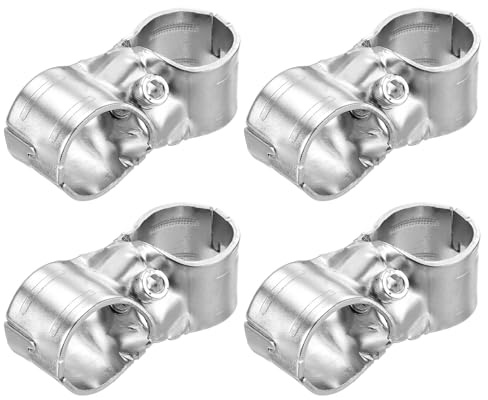 sourcing map 4 Sets Pipe Clamp Connector, 76 x 25mm End Rail Clamps Chain Link Fence Clamp Fit 1.1 (28mm) OD Pipe with Screw and Nuts, Silver