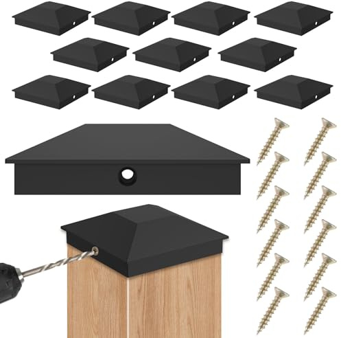 Foppla Lot de 12 capuchons de clôture - 9 x 9 cm - Pour poteaux en bois, poteaux de pont - Avec vis (24)