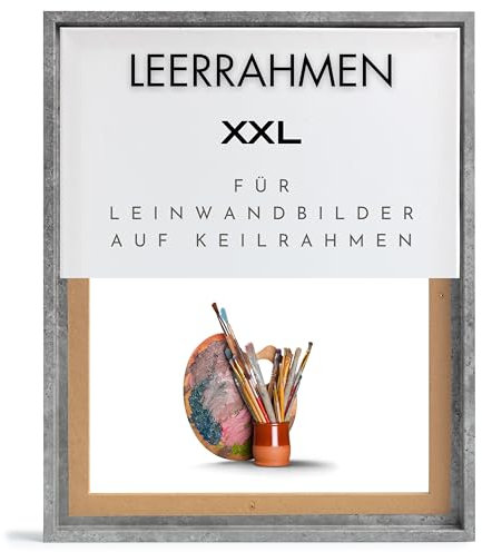 NB Akzent Schattenfugenrahmen XXL 80x140 cm - Beton Optik – Leerrahmen mit Tiefeneffekt aus MDF Holz in zerlegter Form – für Leinwandbilder auf Keilrahmen