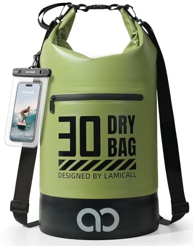 Lamicall Dry Bag, wasserdichte Tasche Beutel, Wasserfester Rucksack Drybag | [Robust & Kratzfest] 5L/10L/20L/30L/40L Waterproof Bag für Wassersport/Strand/Bootsport, Freie 100% wasserfeste Handyhülle