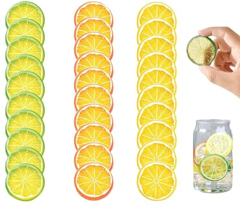 FloralGrace 30 pezzi frutta artificiale decorazione frutta, limoni artificiali, decorazione limone, decorazione limone, fetta di limone finto per feste, festival