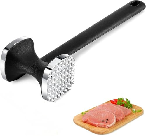Heanvmyss Martillo Ablandador de Carne,Meat Knocker de Acero Inoxidable,Mazo para Carne Doble Cara,Herramienta de Cocina,Aptas para el Lavavajillas,Martillo para Escalopes,Cerdo,Pollo,Filetes