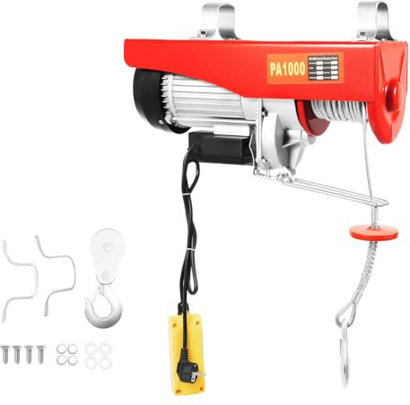 Elektrische Seilwinde 230V, 1600W Seilzug Elektrisch mit Doppelkabel, 12 m/6 m IP40 Elektrische Hebezeuge für Garage Lagerhäuser, BIS 500kg/1000kg