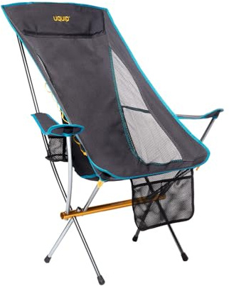 Uquip Campingstol Infinity Lounger I lätt vikbar fällstol med 120 kg lastkapacitet I kompakt hopfällbar stol av aluminium I bärbar utomhusstol för camping, vandring, cykelturer och festivaler