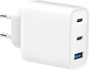 SPC 65W Fast Charger – Cargador de Pared 65W 2 Puertos USB-C + 1 Puerto USB-A | Power Delivery | Carga rápida para portátiles, móviles y Tablets | Compatible con MacBook, iPhone, SPC, Samsung y más