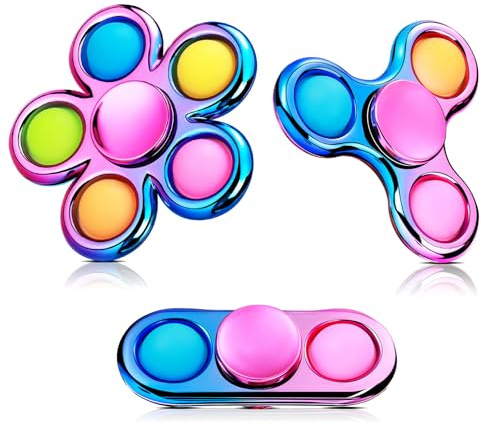 SCIONE Confezione da 3 Fidget Spinner Pop, Spinner Schiaccia Bolle, Giocattolo Antistress Sensoriale per Bambini con ADHD, Ansia e Relax
