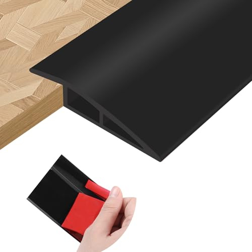 Übergangsprofil selbstklebend Türschwellenrampe Übergangsprofil Höhenausgleich PVC Übergangsleiste Boden Türschwellen Leiste Abdeckleisten für Fußböden Schwellen (Schwarz, 20mm×1m)