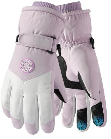 apaepr Winter Ski Gloves for Men & Women, Waterproof Insulated Cold Weather Work Gloves, Touchscreen Snow Gloves for Skiing, Snowboarding, Running, Cycling, Winter Work (Purpl, One Size)