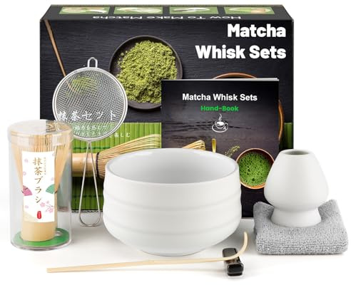 7 Pcs Matcha Set, Matcha Kit for Ceremony, Matcha Tea Set for Making Latte, Japanese Matcha Ceremony Kit, Bamboo Matcha Whisk Set and Bowl(chawan) with All Accessories, Gift for Matcha Lover