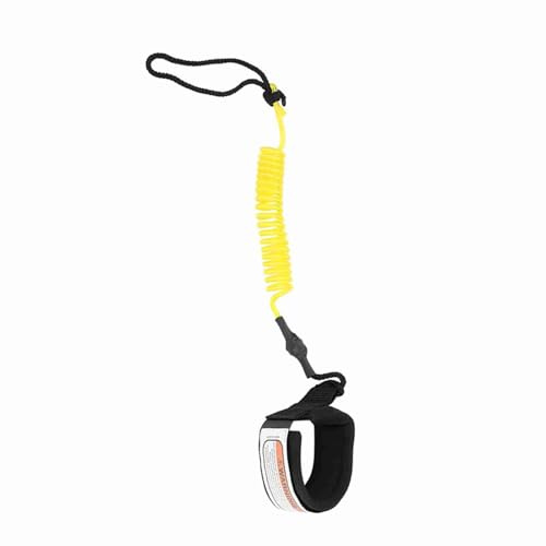 Fdit Laisse de Planche de Surf Enroulée de 5 Mm pour Hommes et Femmes, Laisse Légère avec Sangle de Cheville pour Planche de Paddle, Durable et Réglable – Convient pour Le Bodyboard – PU + Néoprène