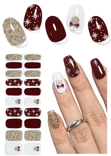 Christmas UV Nagelfolien Selbstklebend, 20pcs Goldene Glitzerglocke Gel Nagelfolie für Nagel DIY zu Hause