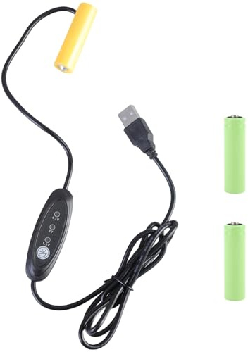 Maigridy Virtueller AA-Batterie-Adapter, USB-Netzteil, Kabel, ersetzt 1 Stück auf 3 x 1,5 V LR6 AA-Batterien für LED-Licht, Ventilator, Spielzeug, Netzteil, Adapterdraht