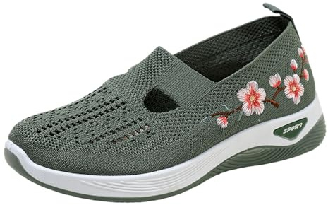 Sneaker da donna per diabetici, scarpe ortopediche, a maglia, estive, leggere, da ginnastica, traspiranti, casual, scarpe da corsa, larghe, scarpe estive, comode da sport all'aria aperta, 02 B verde