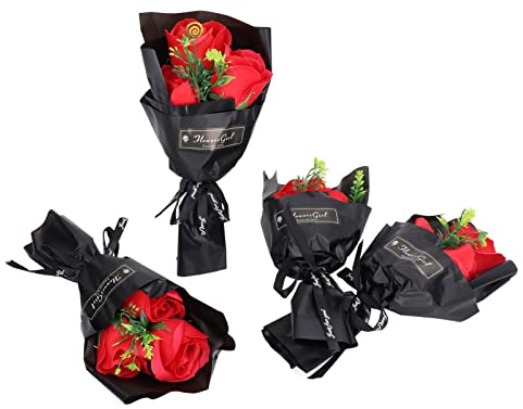 TYCIONG Savon Rose Fleur Exquis Bouquet Romantique Savon pour Décoration de Bureau Cadeau de Saint Valentin