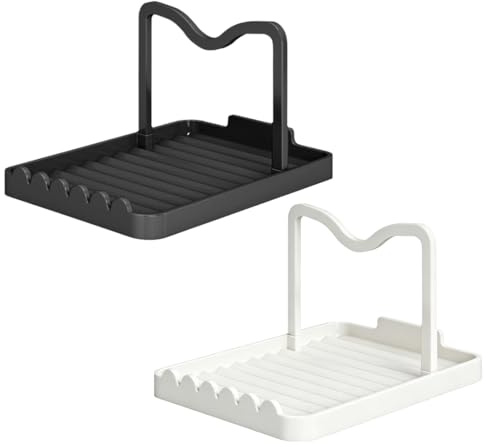 ZYOMVUN Poggia Cucchiaio con Supporto per Coperchio, 2 Pezzi, Porta Coperchi Pentole Salvaspaziopazio, multifunzionale, pieghevole, accessori da cucina, Facile da Pulire Pentole, Mestoli Cucina