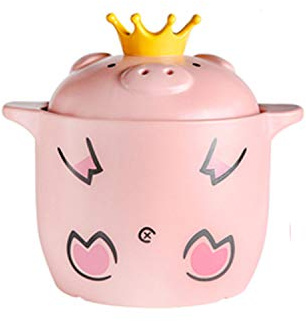 XCXDX Simpatica Casseruola in Ceramica di Maiale, Piccola Teiera con Coperchio, Stufato Rosa