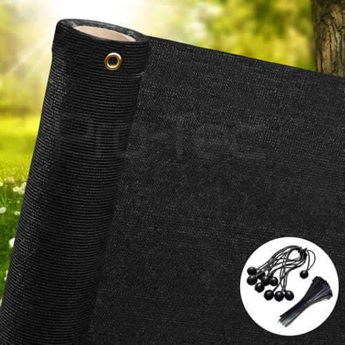 Pro-Tec 1m,1.5m, 2m High Garden Privacy Screen Netting Fence Screening Balcony Screen Windbreak 95% Shade Security Safety Net Black FREE 10 Bungees 20 Zip Ties Included