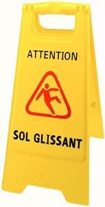 Panneau de signalisation sol glissant chevalet jaune