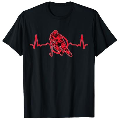 Herzschlag Eishockey Heartbeat EKG Eishockeyspieler T-Shirt