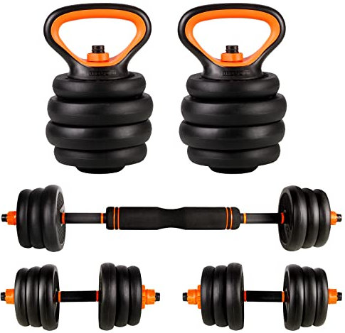 CCLIFE Hanteln Set 2er Kurzhanteln Langhanteln verstellbar 20kg Hantelset professionell Dumbbell mit Verbindungsstahlrohr Gewichten
