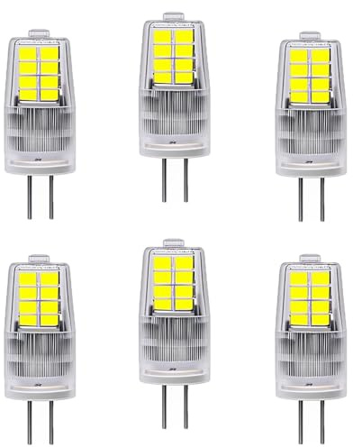 OUGEER 6 Stück Energiesparende G4 3W LED Birne, 20 SMD 2835,Kalteweiß 6000K, 300lm, AC 220-240V LED-Lampen Ersatz 30W Halogenlampe Nicht Dimmbar