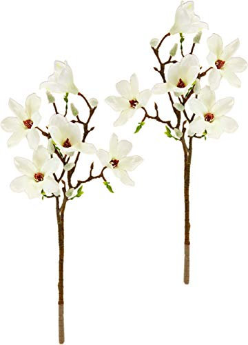 Künstlicher Magnolienzweig Kunstblume Magnolie Bündel Kunstpflanze Zweig Raumdeko Zarte Frühlingsdeko Dekozweig Ast Einzelblume Knospen Blüten Hochzeit Bouquet Decor Seidenblumen Kunstblume Kunstzweig