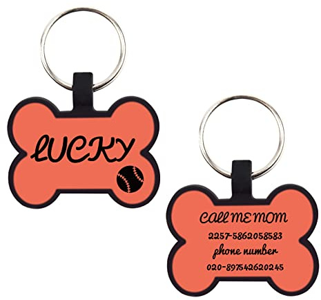CAMAL 2 Piezas Chapa Perro Grabada, Placas para Perros Grabadas Sin Ruido Silicona, Chapas Personalizadas Placas Identificativas Perros Sin Tintineo para Collar Gatos y Perros