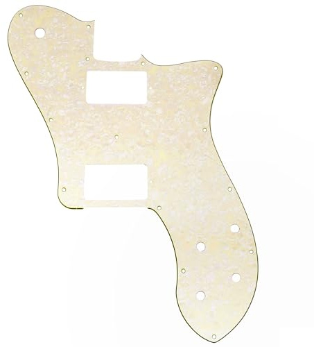 Musiclily Pro 15 Löcher Bedeckt HH Gitarren Schlagbrett Pickguard für Mexico Fender 72 Tele Deluxe Style E-Gitarre, 4-lagig Aged White Pearl