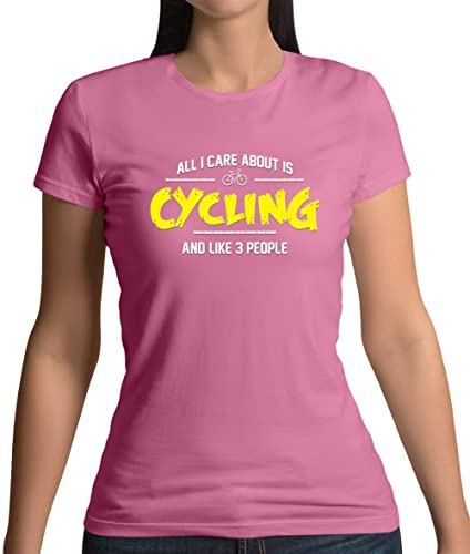 Dressdown All I Care About is Cycling - Womens Crewneck T-Shirt - Azalea - XL