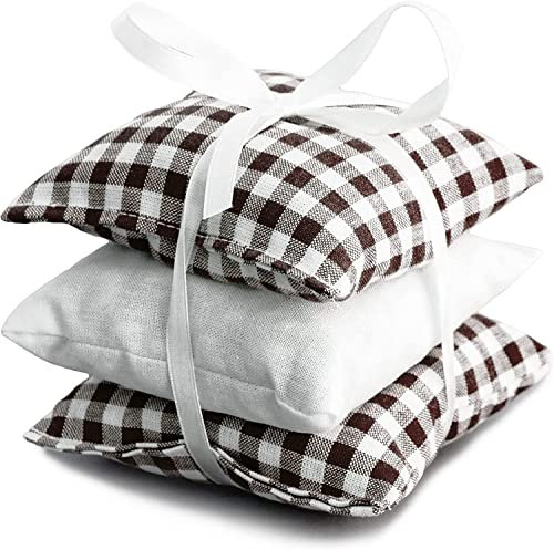 Rosenblüten Duftkissen 3er Set mit je 9x9cm - braun-weiß-weiß - Rosenblütenblätter - 100% naturrein - Rosenblütenkissen