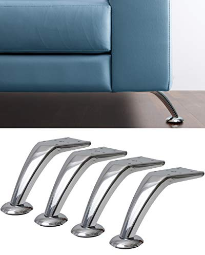 IPEA Füße für Möbel und Sofas Modell Kobalt – Set mit 4 Beinen aus Metall – Füße im Eleganten Design für Sessel, Schränke, Betten – Farbe Verchromt – Möbelfüße Höhe 130 mm