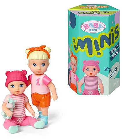 BABY born Minis Doppelpack mit Minis-Puppen Vicky und Mila mit Farbwechseleffekt, Stickerbogen und Accessoires, 906071 Zapf Creation