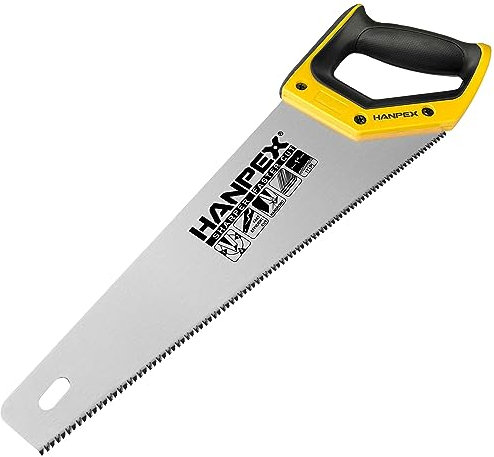 Hanpex 350mm (14inch) Pro Hand Saw, 11 TPI Fine-Cut Handsaw - Sharp Manual Saw Idea for Cutting Wood, Sawing, Gardening, Trimming, Plastic Pipe, Drywall